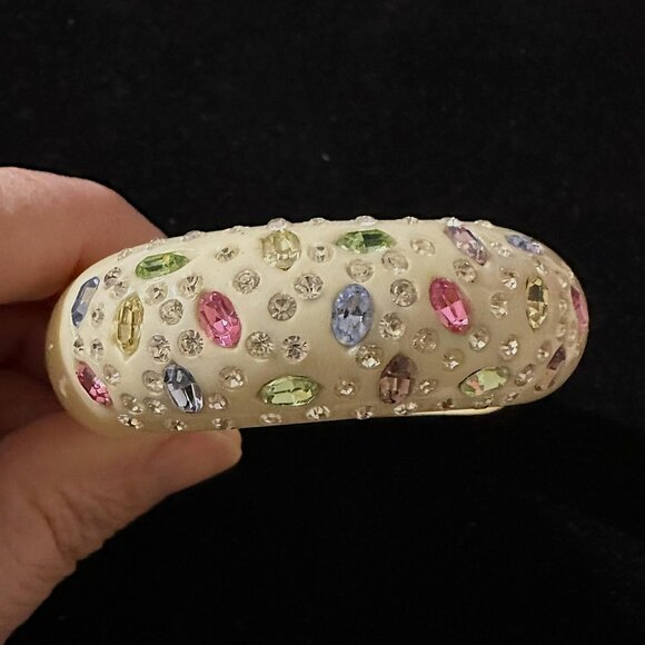 Vintage Rare Weiss Designer Signed Lucite Crystal Clamper Bracelet - Picture 5 of 5